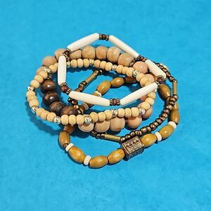 Wood  🎁 Bead Bohemian Style Set of 5 Bracelets